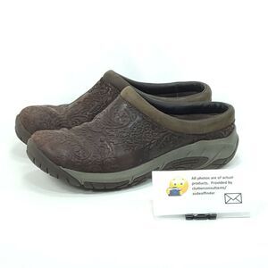 Merrell Encore Frill Embossed Slip On Casual Clog Womens Size 6.5 J69416 Brown